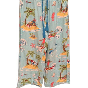 Nick & Nora sock monkey on the beach Women's Pajamas bottoms small lounge pants